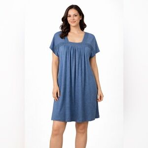 NWT Davi & Dani Shift Dress Size Large Crochet Square Neck Waffle Knit Pockets